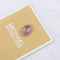 Macro shot of purple faceted stone connector with gold floral frame for DIY jewelry making - 17# Light Purple Oval Shape