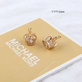 Detail view of 18K gold plated crown pendants with zircon inlays and 11x16mm size - 22# 3D Crown Shape