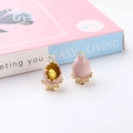 Detail of DIY chicken in shell alloy pendant with pink enamel finish and golden ring - Pink Chick