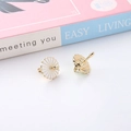 Macro detail of gold-plated alloy enamel umbrella charms for DIY earring accessories - White Umbrella