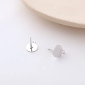 Close-up of 18K gold plated flat base stud earring findings with hanging loops for DIY - 1# 10mm White K Color (Silver Post With Loop)