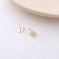 Detail of 18K gold-plated flat stud earring base with side loop for DIY jewelry making - 4# 6mm K Gold Color (Silver Post With Loop)