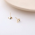 Close-up of gold-plated bowl earring posts with hanging loops for DIY jewelry making - 5# 6mm Bowl Earring Posts (Silver Post With Loop)
