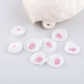 Detail of 8 multi-layer white mesh flower patches with pink centers for DIY craft jewelry - White