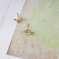 Minimalist gold knot stud earrings with silver pins for DIY jewelry making - Knot Design Stud Earring (Style 4, Single Piece Only)