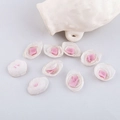 Detail showing 9 pieces of handmade chiffon rose flower patches for DIY hair accessories - Milk White