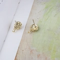 Pendientes redondos dorados de aleación con textura martillada para joyería artesanal DIY - Pendiente de Botón Redondo Martillado a Mano (Individual, #11)