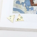 Detail von Mount Fuji Legierung Anhängern mit Emaille und eingelegten Steinen - 8# Strass Geometrisch Blaugrün