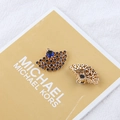 Golden fan-shaped jewelry pendant with deep blue crystals and rhinestones for DIY crafts - 2# Sapphire Blue Zirconia Fan Shape