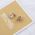 Elegant gold-plated owl stud earrings with sparkling round cubic zirconia stones - 6# Owl Style (D0187)