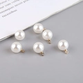 Macro detail of white imitation pearls with golden alloy rings for DIY jewelry making - Gold Bail 10mm Round Bead (6#) / Pearl White