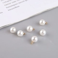 Detail of six round white faux pearl charms with golden bails for DIY jewelry making - Gold Bail 8mm Round Bead (8#) / Pearl White
