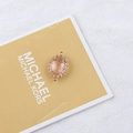 Pink oval faceted gem pendant with gold filigree frame and 18K gold-plated connectors - 20# Light Pink Oval Shape