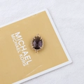 18K gold plated copper pendant with purple faceted gemstone and ornate filigree edges - 21# Dark Purple Oval Shape