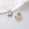 Macro view of light purple oval crystal pendants with gold claw setting and micro zircons - Crystal Purple / Pendant Only (Without Chain)