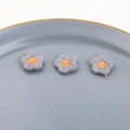 Drie grijs en oranje geborduurde bloemenpatches voor DIY-sieraden en haaraccessoires - 10# Grijs Glitter