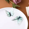 Detailed close-up of gradient green resin butterfly with gold foil for DIY hair jewelry - Large Light Green (1# Large Butterfly Light Green)