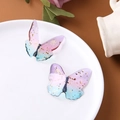 Close-up of DIY resin butterfly charms with blue purple gradient and gold foil flakes - Large Green & Purple (No. 3 Large Butterfly)