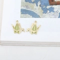 DIY jewelry charms featuring origami crane design in gold metal with light green enamel - 2# Light Green Paper Crane