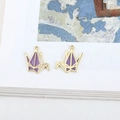Golden alloy origami crane pendants with purple enamel for DIY jewelry making - 3# Purple Paper Crane