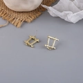 Detailed macro view of gold geometric rectangle earrings with hammered texture finish - Rectangle Hammered Style (5#)