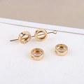 Detail of 14K gold plated circular spacers with micro-pave cubic zirconia inlay stones - Double Hole Ring