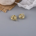 Close-up of golden multi-loop intertwined geometric earring charms on a minimal background - Multi-layer Round Ring Style (3#)