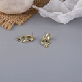 Close-up of golden geometric interlocking ring earrings with DIY accessory loop - Double Loop Nested Style (7#)