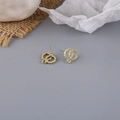Detailed view of golden interlocking circles with beaded texture for DIY earring designs - Beaded Edge Double Ring Style (9#)