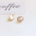 Detailed view of baroque pearl stud earrings with white enamel and golden metal base - White Enamel Edge Pearl Style (4# Single Price)