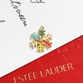 Colorful enamel snowflake charm with rhinestones and gold finish for DIY jewelry - Multicolor Enamel Rhinestone Snowflake Style (11#)
