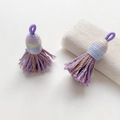 Detail of handmade purple tassels with gold threads for jewelry and DIY accessories - Style 11