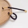 Handmade brown braided knot ring with gold thread and dark wood bead accent - Dark Coffee Gold Style (No. 15, Single Piece Price)