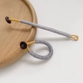 Handmade grey and gold spiral braided ring cord with a dark brown button closure - Grey Gold Style (No. 16, Price for 1 Piece)