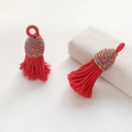 Ethnic woven tassel pendant in vibrant red with colorful decorative bead for DIY crafts - 20# Unit Price