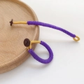 Handmade purple braided cord ring with gold thread and dark wooden buckle detail - Purple Gold Decorative Style (17# Single Piece)