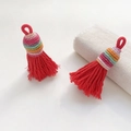 Handmade ethnic red woven tassels with colorful braided top for DIY accessories - Style 23