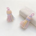 Handmade woven tassel pendant in pink, yellow, and blue pastel threads for DIY crafts - 26# Unit Price