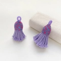 Pair of purple woven ethnic tassels with blue and red braided details for DIY crafts - 27# Unit Price