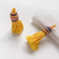 Ethnic style woven yellow tassels with colorful thread accents for DIY craft accessories - Style 40