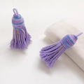Handmade purple woven tassel charm with multicolored gold thread for DIY jewelry - 36# Unit Price