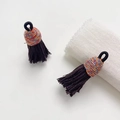 Handmade ethnic tassel pendant with colorful woven knot and dark purple fringe - 41# Unit Price