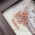 Detail of pink flower glass beads on gold pins for DIY jewelry making accessories - 9# 5-Petal Flower - Transparent Pink