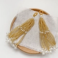 Handmade golden beaded tassel pendant with white faux pearls for Chinese style jewelry - Single Piece / 22# Yellow