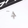 Silver rocket charm with white rhinestone and hollow design for DIY jewelry 16x23mm - 16x23mm