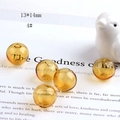 Set of 5 amber colored translucent 13x14mm hollow glass ball beads for DIY jewelry making - 13x14mm / Amber (4#)