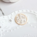 Macro shot of gold-plated circular pendant featuring multiple embedded white pearls - Round Style with Inlaid Artificial Pearls (1#)