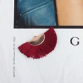 Detail of dark red tassel fan charm with gold metal clasp for DIY jewelry making - Dark Red