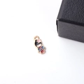 Detail of DIY Japanese Kokeshi doll enamel charm with golden metal and blue kimono - Kimono Doll (6#)