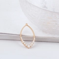 Detailed view of teardrop gold pendant with white pearls for DIY jewelry making - Teardrop Pearl Inlaid Pendant (10#)